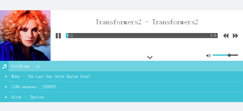 html5 mp3 player音乐播放器扁平风格的网页音乐播放器代码