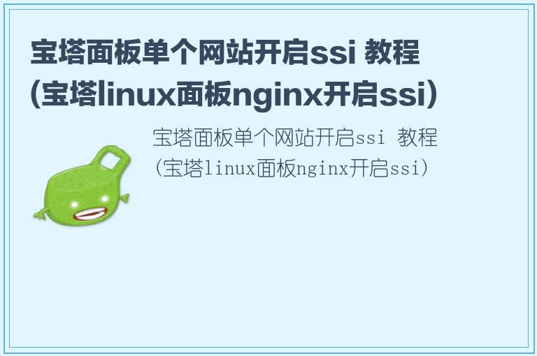 宝塔面板单个网站开启ssi 教程(宝塔linux面板nginx开启ssi)