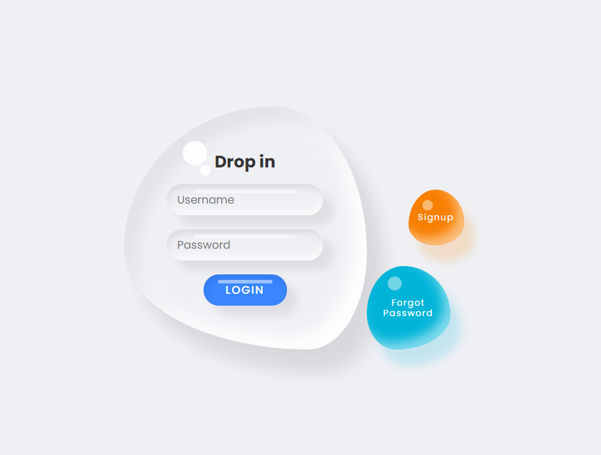 登录页面交互设计，水滴形态设计模板